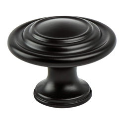 Traditional Advantage Four Matte Black Ringed Knob - DecorHardware.com