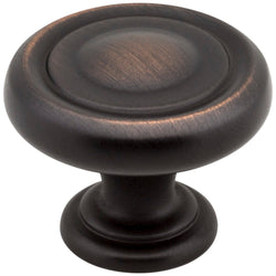 1-1/4" Diameter Button Cabinet Knob. . Finish: Brushed Oil Rub - DecorHardware.com