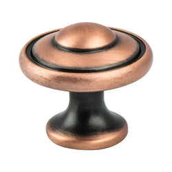 Euro Traditions 1 3/16" Knob Brushed Antique Copper - DecorHardware.com
