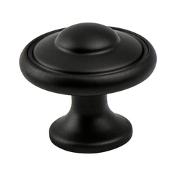 Euro Traditions 1 3/16" Knob Matte Black - DecorHardware.com