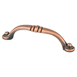 Euro Traditions 96mm Pull (OL-4 5/16") Brushed Antique Copper - DecorHardware.com