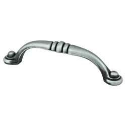 Euro Traditions 96mm Pull (OL-4 5/16") Brushed Antique Pewter - DecorHardware.com