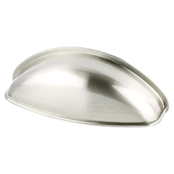 Euro Moderno 64mm Cup Pull (OL-3 1/16") Brushed Nickel - DecorHardware.com