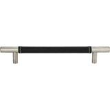 Zanzibar Black Leather Pull 6 5/16 Inch (c-c) - Brushed Nickel