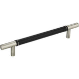 Zanzibar Black Leather Pull 6 5/16 Inch (c-c) - Brushed Nickel