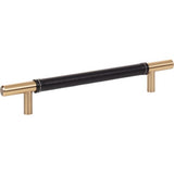 Zanzibar Black Leather Pull 6 5/16 Inch (c-c) - Warm Brass - B