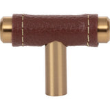 Zanzibar Brown Leather Knob 1 7/8 Inch - Warm Brass - OW-WB