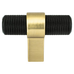 Radial Reign Matte Black Bar and Modern Brushed Gold Post Knob - DecorHardware.com