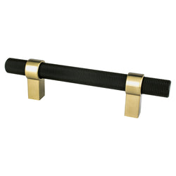 Radial Reign 96mm CC Matte Black Bar and Modern Brushed Gold P - DecorHardware.com