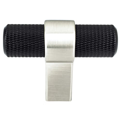 Radial Reign Matte Black Bar and Brushed Nickel Post Knob - DecorHardware.com