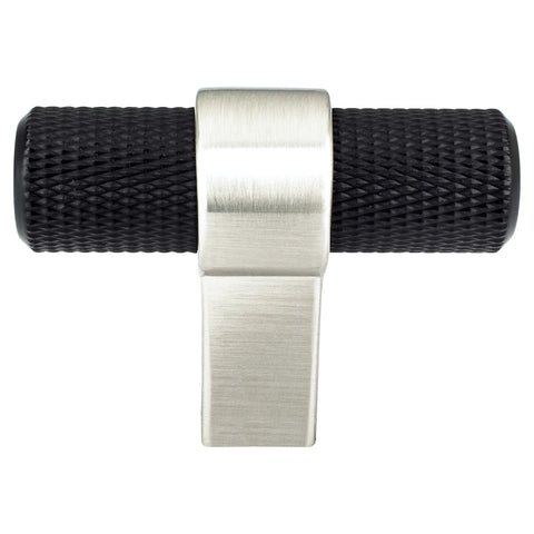 Radial Reign Matte Black Bar and Brushed Nickel Post Knob - DecorHardware.com