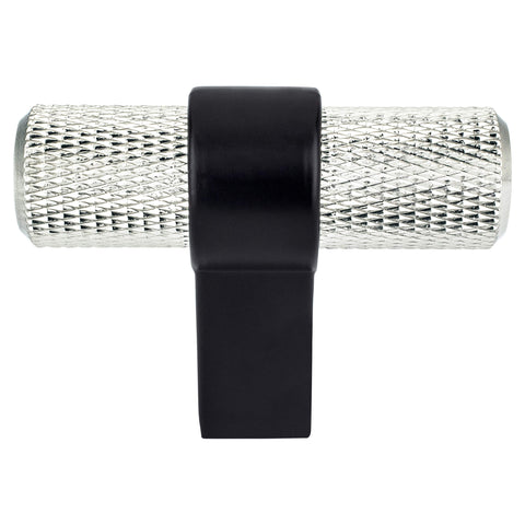 Radial Reign Brushed Nickel Bar and Matte Black Post Knob - DecorHardware.com