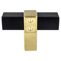Rivet Rebel Matte Black Bar and Modern Brushed Gold Post Knob - DecorHardware.com