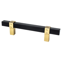 Rivet Rebel 96mm CC Matte Black Bar and Modern Brushed Gold Po - DecorHardware.com