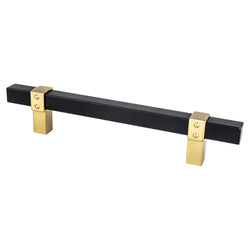 Rivet Rebel 128mm CC Matte Black Bar and Modern Brushed Gold P - DecorHardware.com