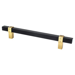 Rivet Rebel 160mm CC Matte Black Bar and Modern Brushed Gold P - DecorHardware.com