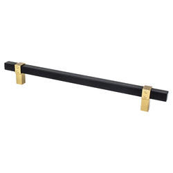 Rivet Rebel 224mm CC Matte Black Bar and Modern Brushed Gold P - DecorHardware.com