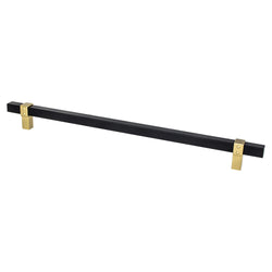 Rivet Rebel 12in. CC Matte Black Bar and Modern Brushed Gold P - DecorHardware.com