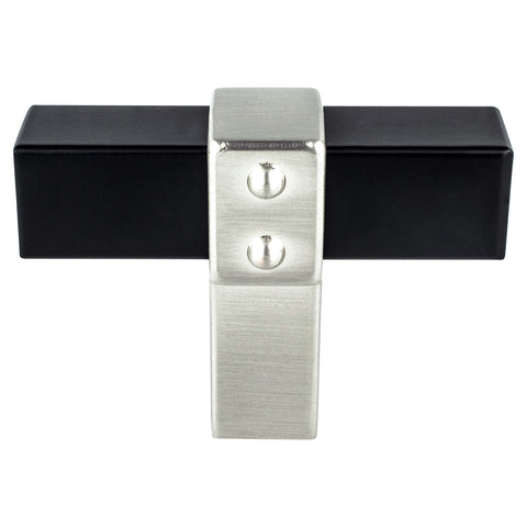Rivet Rebel Matte Black Bar and Brushed Nickel Post Knob - DecorHardware.com
