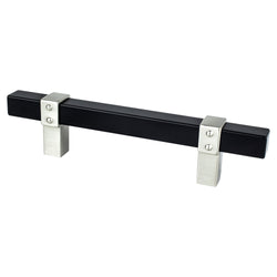 Rivet Rebel 96mm CC Matte Black Bar and Brushed Nickel Posts P - DecorHardware.com
