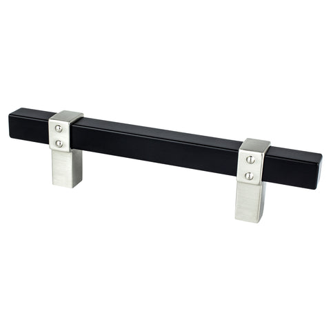 Rivet Rebel 96mm CC Matte Black Bar and Brushed Nickel Posts P - DecorHardware.com