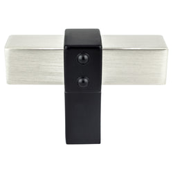 Rivet Rebel Brushed Nickel Bar and Matte Black Post Knob - DecorHardware.com