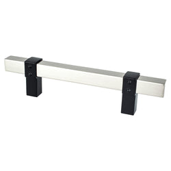 Rivet Rebel 96mm CC Brushed Nickel Bar and Matte Black Posts P - DecorHardware.com