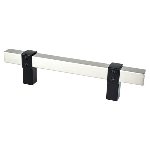 Rivet Rebel 96mm CC Brushed Nickel Bar and Matte Black Posts P - DecorHardware.com