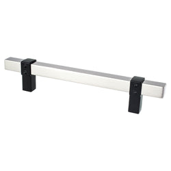 Rivet Rebel 128mm CC Brushed Nickel Bar and Matte Black Posts - DecorHardware.com