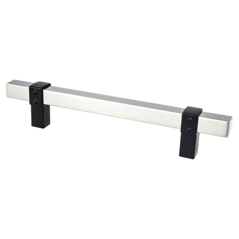 Rivet Rebel 128mm CC Brushed Nickel Bar and Matte Black Posts - DecorHardware.com
