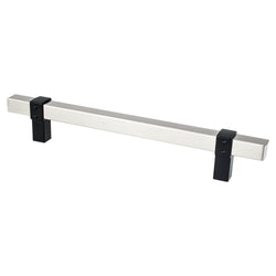 Rivet Rebel 160mm CC Brushed Nickel Bar and Matte Black Posts - DecorHardware.com