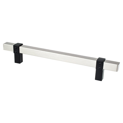 Rivet Rebel 160mm CC Brushed Nickel Bar and Matte Black Posts - DecorHardware.com