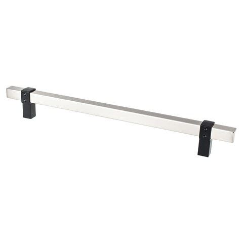 Rivet Rebel 224mm CC Brushed Nickel Bar and Matte Black Posts - DecorHardware.com