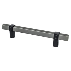 Rivet Rebel 128mm CC Slate Bar and Matte Black Posts Pull - DecorHardware.com