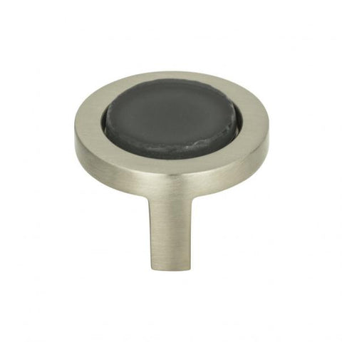 Spa Black Round Knob 1 1/4 Inch - Brushed Nickel - BLK