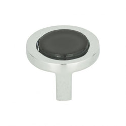 Spa Black Round Knob 1 1/4 Inch - Polished Chrome - BLK