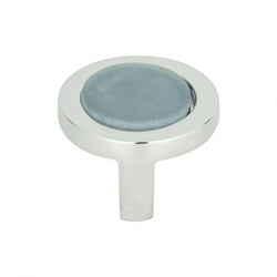 Spa Blue Round Knob 1 1/4 Inch - Polished Chrome - BLU