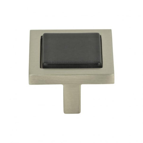 Spa Black Square Knob 1 3/8 Inch - Brushed Nickel - BLK