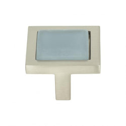 Spa Blue Square Knob 1 3/8 Inch - Brushed Nickel - BLU