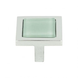 Spa Green Square Knob 1 3/8 Inch - Polished Chrome - GR