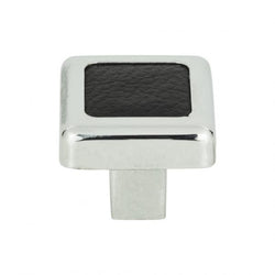 Paradigm Square Knob 1 1/4 Inch - CH & Black Leather - BL