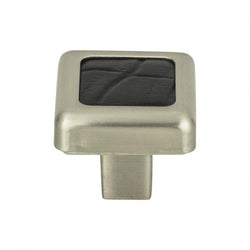 Paradigm Square Knob 1 1/4 Inch - BN & Black Croc Leather - BN