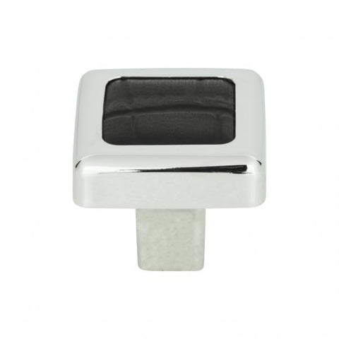 Paradigm Square Knob 1 1/4 Inch - CH & Black Croc Leather - CR