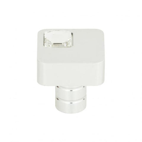 Crystal Off Center Square Knob 1 Inch - Matte Chrome - MC