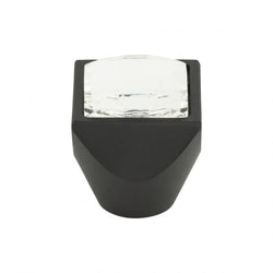 Crystal Large Square Knob 1 Inch - Matte Black - BL