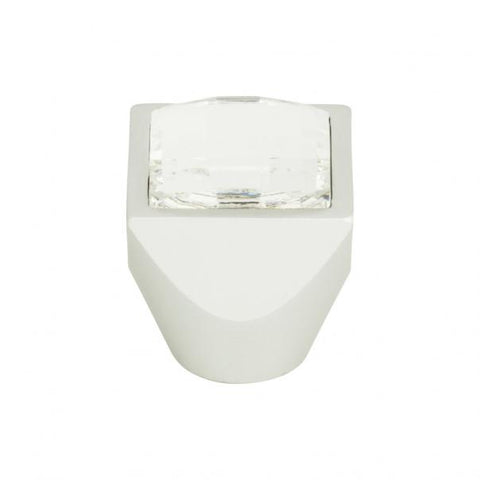 Crystal Large Square Knob 1 Inch - Matte Chrome - MC