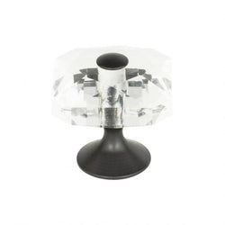 Crystal Large Square Knob 1 1/2 Inch - Matte Black - BL