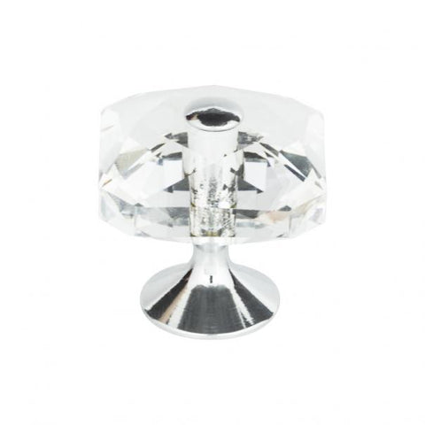 Crystal Large Square Knob 1 1/2 Inch - Polished Chrome - CH