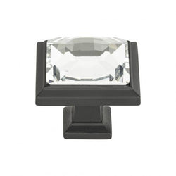 Legacy Crystal Square Knob 1 5/16 Inch - Matte Black - BL