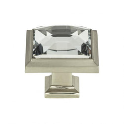 Legacy Crystal Square Knob 1 5/16 Inch - Brushed Nickel - BRN